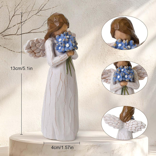 Forget Me Not Guardian Angel Figurines, Sympathy Gifts for Loss of Loved One, Miscarriage Gifts for Mothers, Sculpted Hand-Painted Statue for Home Decor Ornament