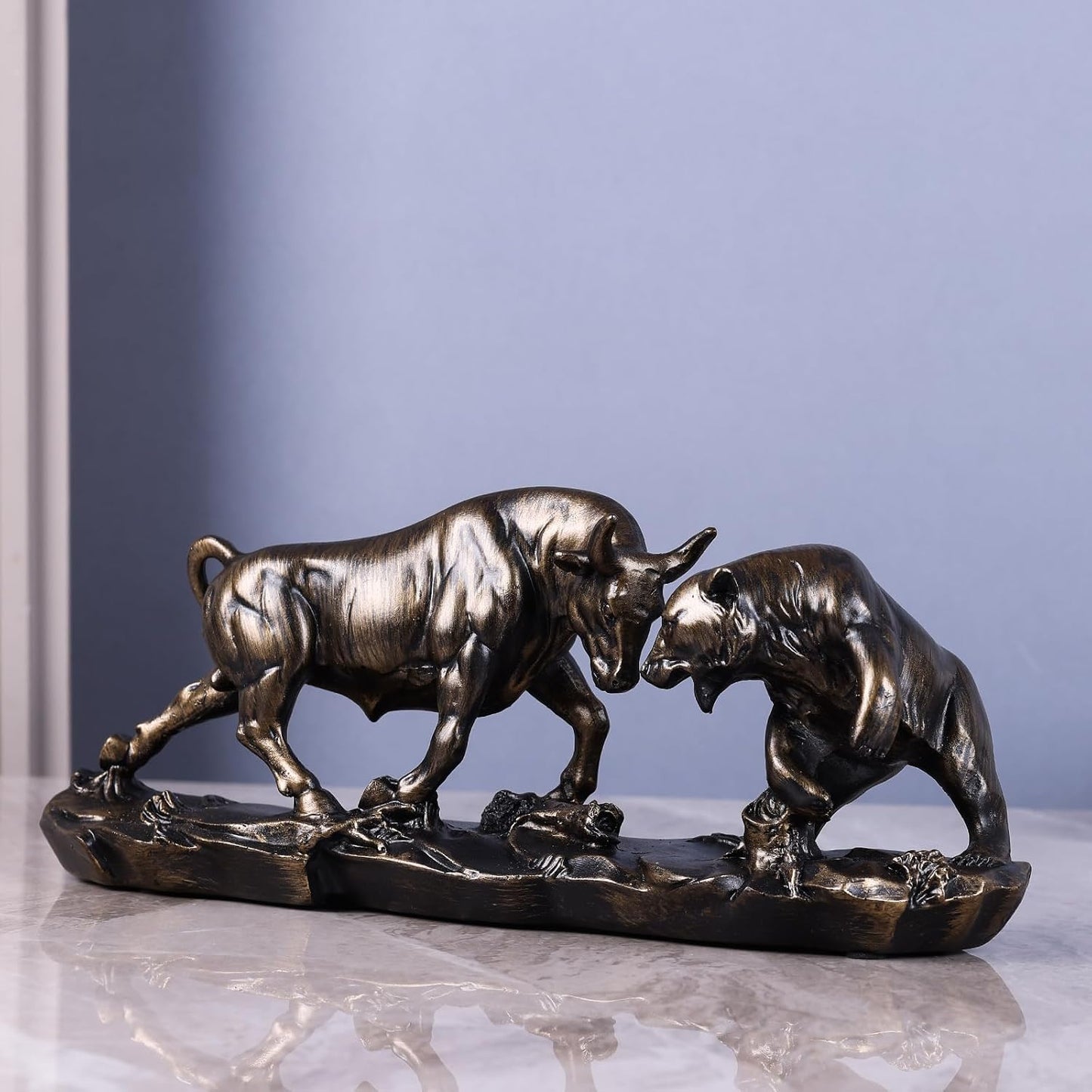 Wall Street Bull Statue Bull Market Bear Market Statue Stock Sculpture Office Desk Bookshelf Living Room Study Home Decor