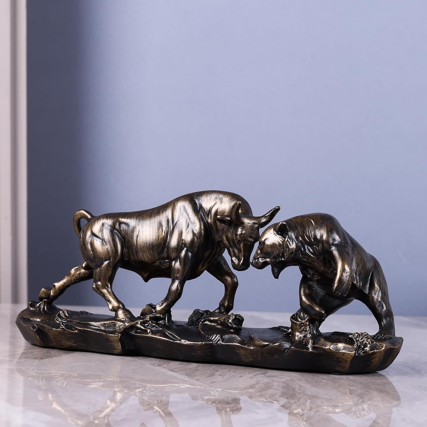 Wall Street Bull Statue Bull Market Bear Market Statue Stock Sculpture Office Desk Bookshelf Living Room Study Home Decor