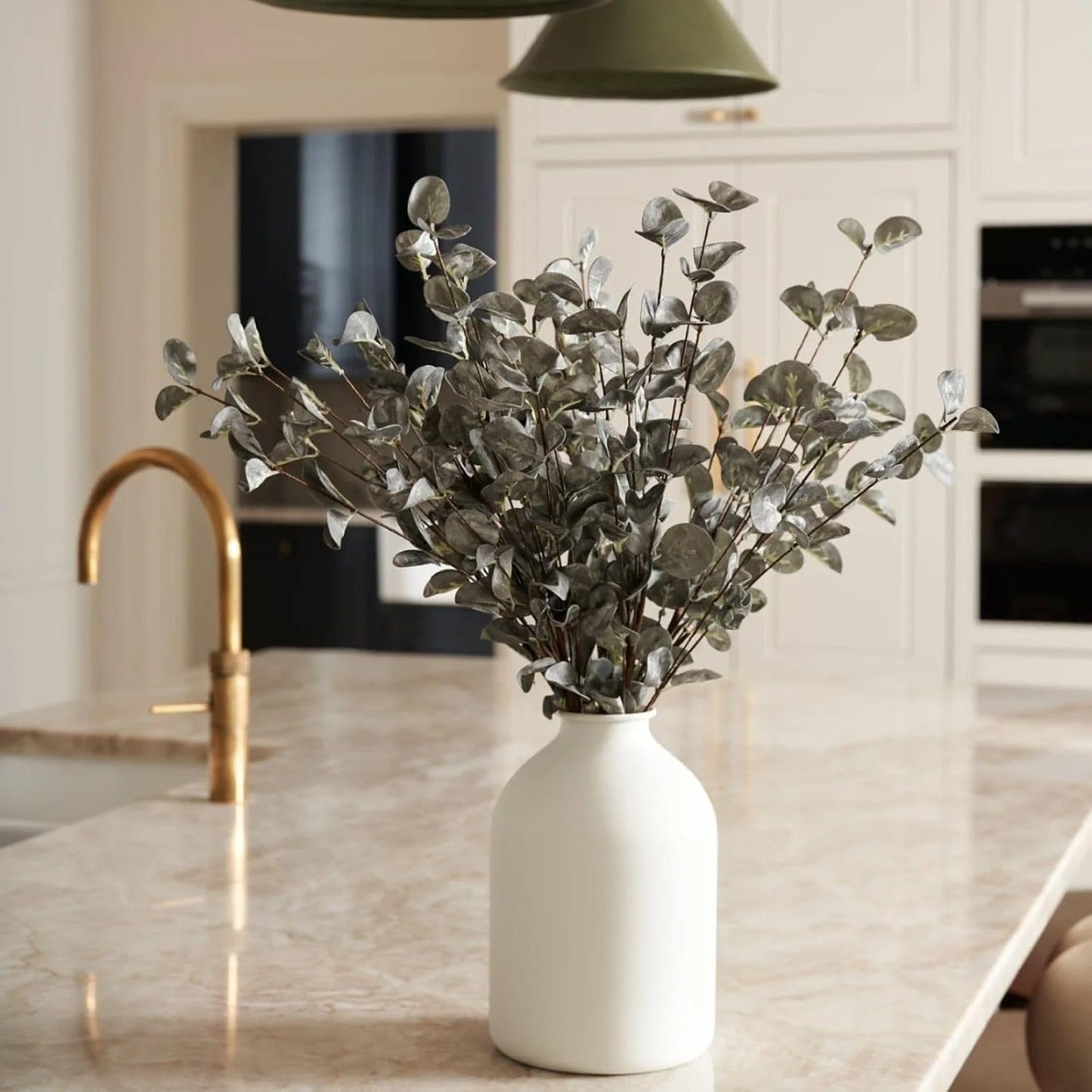 Faux Green Eucalyptus Stems Pack of 5 Artificial Leaves Fake Eucalyptus Stems Tall Branches for Vase 60cm for Floral Arrangement Aesthetic Room Flower Bouquet Centerpiece Home Decor