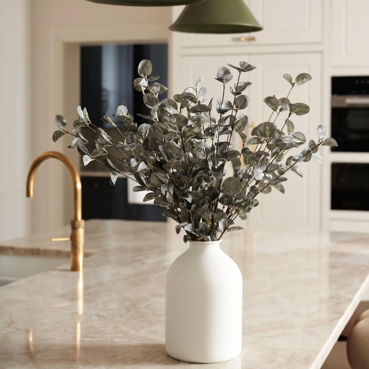 Faux Green Eucalyptus Stems Pack of 5 Artificial Leaves Fake Eucalyptus Stems Tall Branches for Vase 60cm for Floral Arrangement Aesthetic Room Flower Bouquet Centerpiece Home Decor