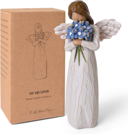 Forget Me Not Guardian Angel Figurines, Sympathy Gifts for Loss of Loved One, Miscarriage Gifts for Mothers, Sculpted Hand-Painted Statue for Home Decor Ornament