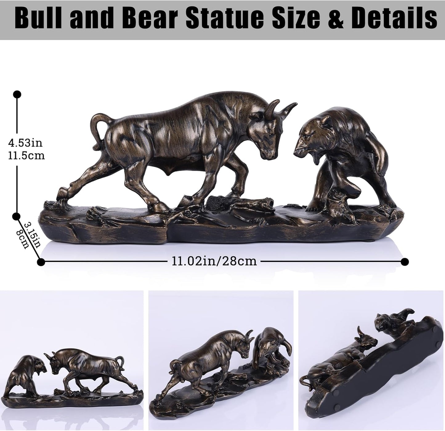 Wall Street Bull Statue Bull Market Bear Market Statue Stock Sculpture Office Desk Bookshelf Living Room Study Home Decor