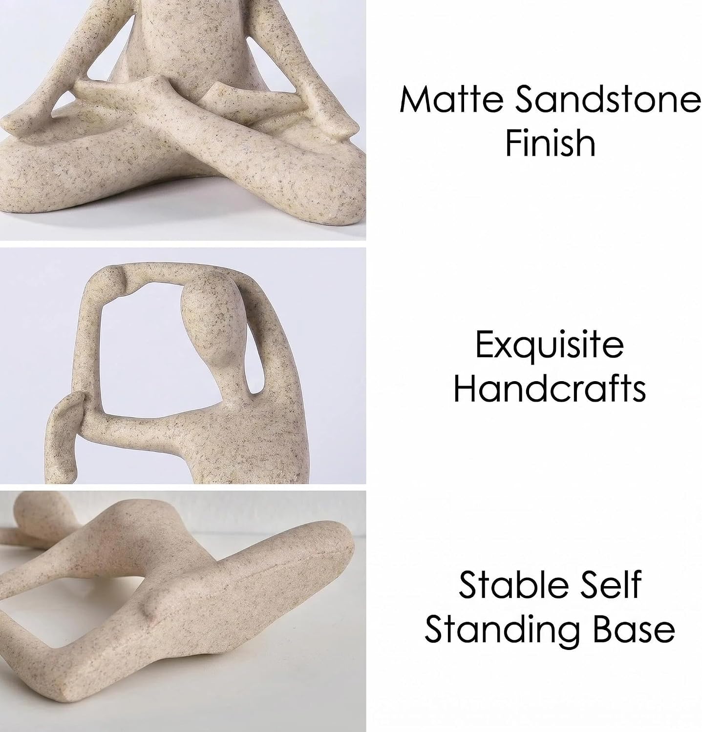Sandstone Meditation Yoga Statues Set of 3, Resin Zen Yoga Figurines for Bookself, Home Decor, Gifts