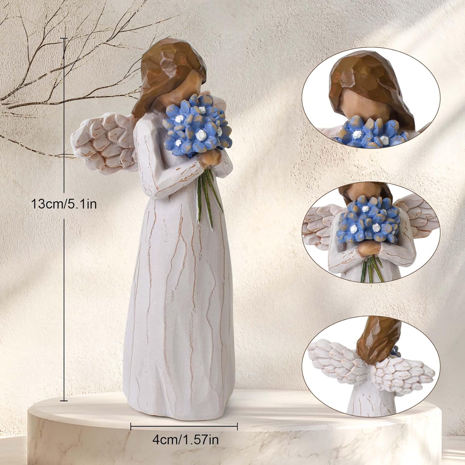 Forget Me Not Guardian Angel Figurines, Sympathy Gifts for Loss of Loved One, Miscarriage Gifts for Mothers, Sculpted Hand-Painted Statue for Home Decor Ornament