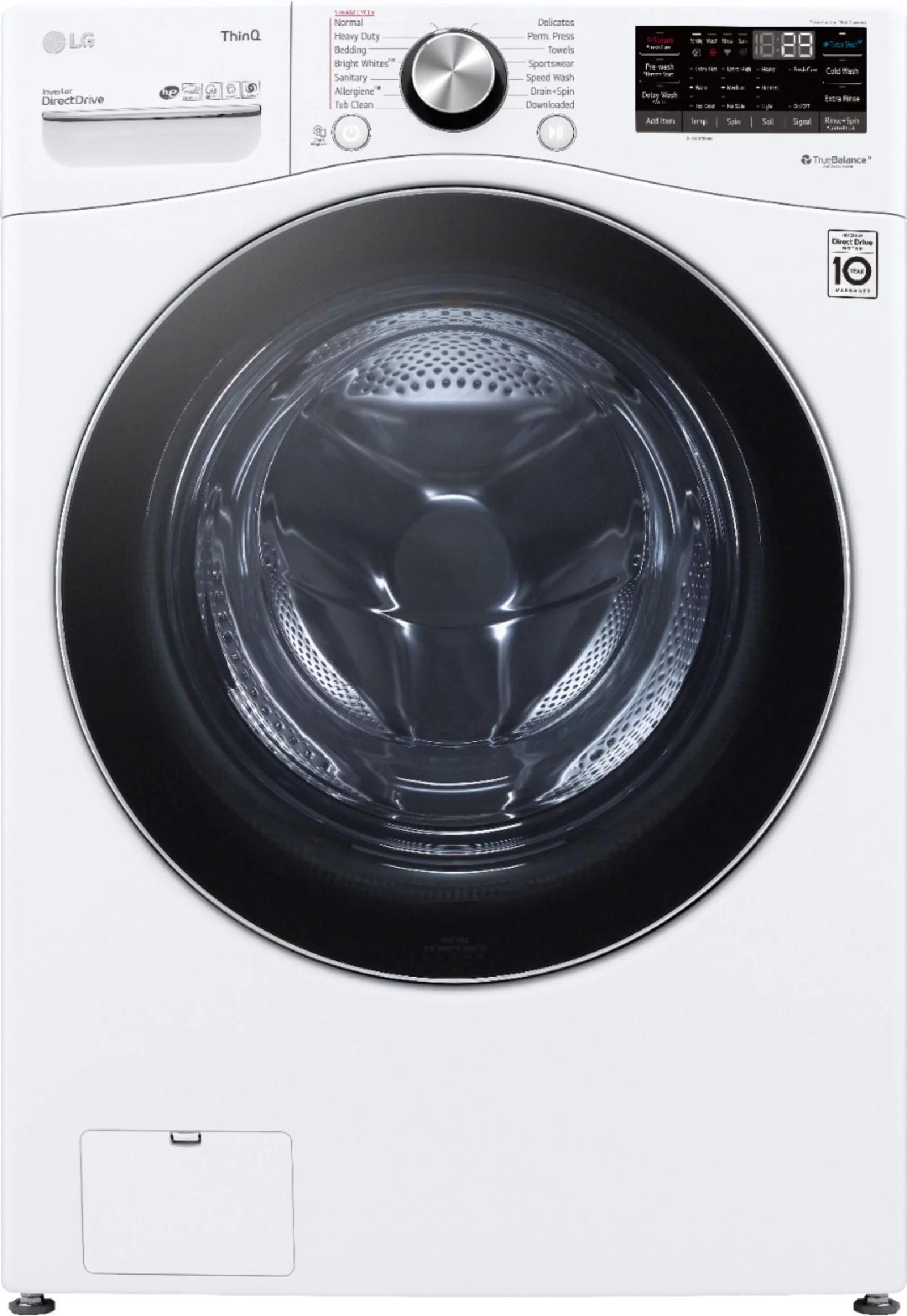 6419622_sd-scaled-1-1.jpg LG – 5.0 Cu. Ft. High-Efficiency Stackable Smart Front Load Washer with Steam and Built-In Intelligence – White - Image 1