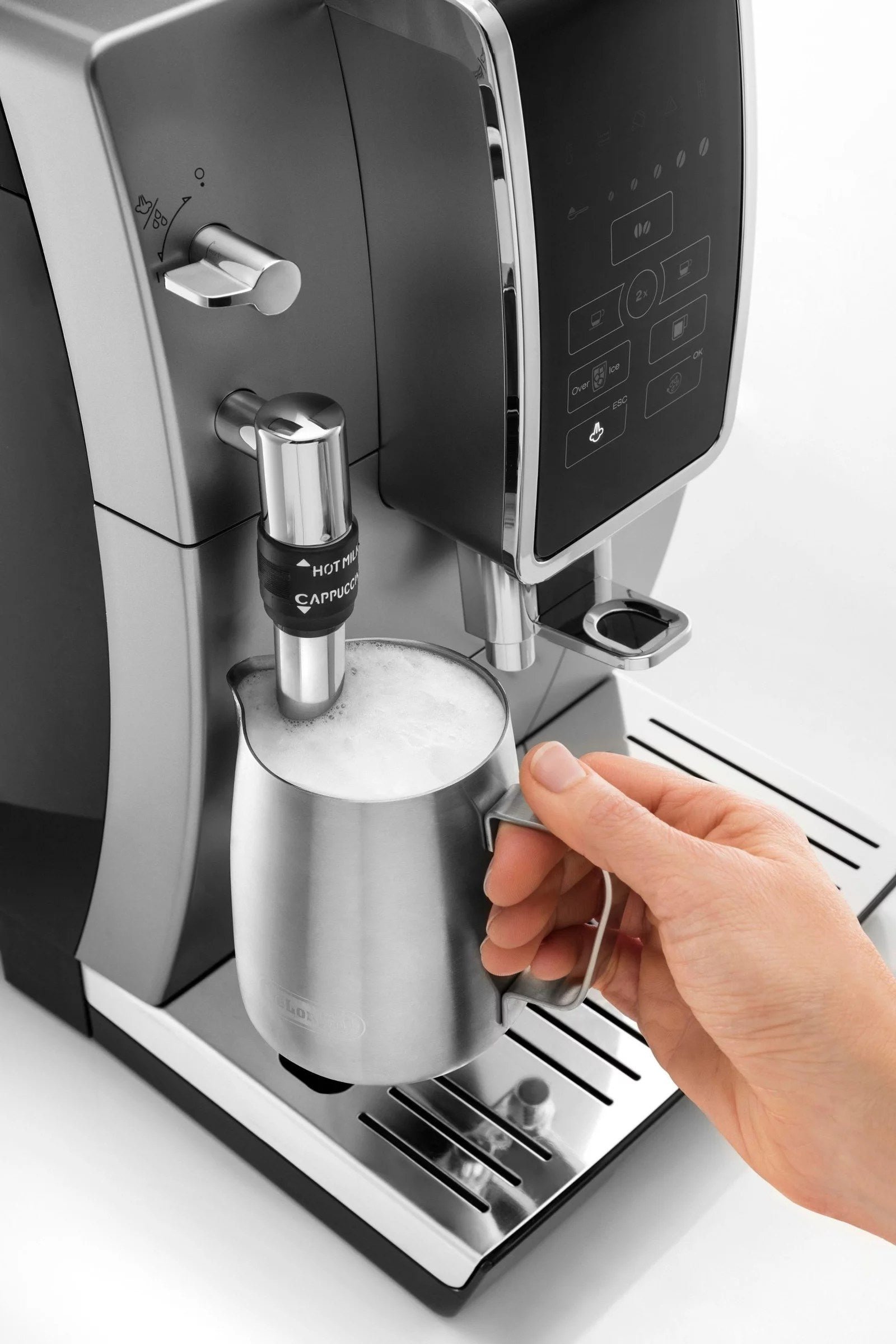 6471998cv15d-scaled-1-1.jpg De’Longhi – Dinamica TrueBrew Over Ice Fully Automatic Coffee and Espresso Machine- Chrome and Black - Image 1