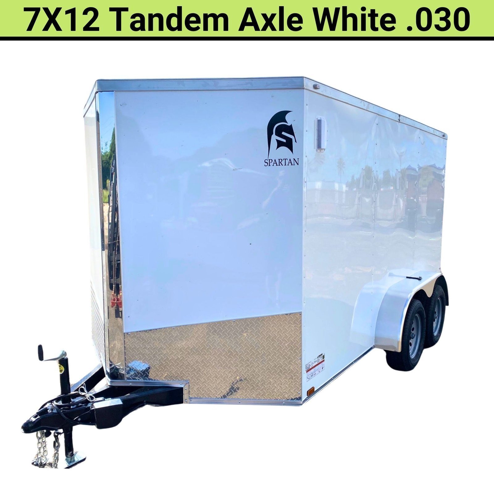 7X12TA_WHITE-01.jpg Spartan 7×12 Enclosed Cargo Trailer Tandem Axle – White Heavy-Duty Cargo Hauler SP7X12TA - Image 1
