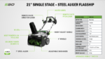 EGO Power+ SNT2134 21" Single-Stage Snow Blower with Peak Power™ and Heated Handle Grips, (2) 6.0Ah Batteries and Dual Port Charger - Image 9
