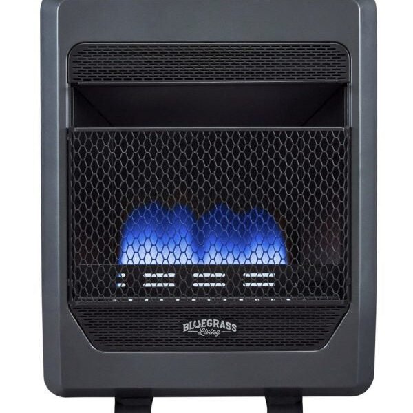 Propane Gas Vent Free Blue Flame Gas Space Heater With Blower and Base Feet – 20,000 BTU, T-Stat Control