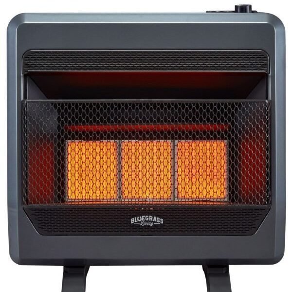 Propane Gas Vent Free Infrared Gas Space Heater With Blower and Base Feet – 28,000 BTU, T-Stat Control