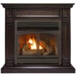 Dual Fuel Ventless Gas Fireplace With Mantel – 32,000 BTU, T-Stat Control, Chocolate Finish