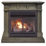 Dual Fuel Ventless Gas Fireplace With Mantel – 32,000 BTU, T-Stat Control, Slate Gray Finish