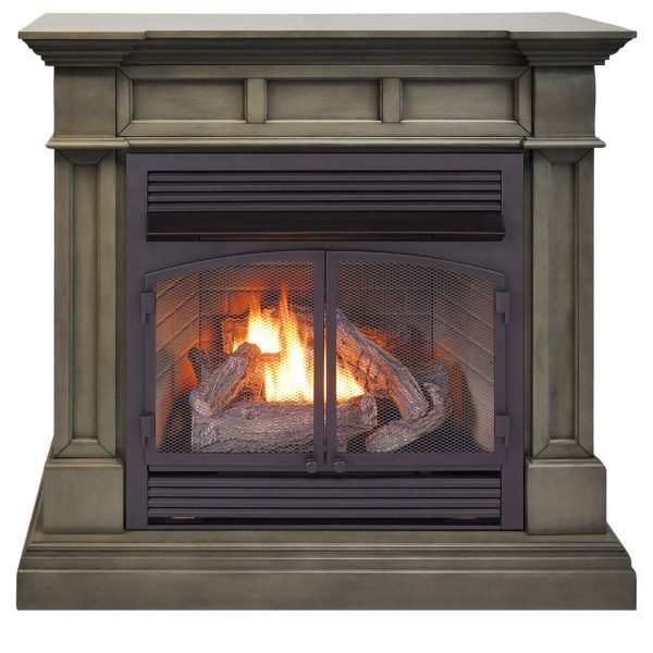 iben-product-376-image-1.jpg Dual Fuel Ventless Gas Fireplace With Mantel – 32,000 BTU, T-Stat Control, Slate Gray Finish - Image 1