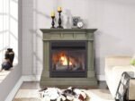 Dual Fuel Ventless Gas Fireplace With Mantel – 32,000 BTU, T-Stat Control, Slate Gray Finish - Image 2