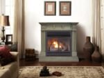 Dual Fuel Ventless Gas Fireplace With Mantel – 32,000 BTU, T-Stat Control, Slate Gray Finish - Image 3