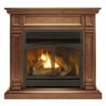 Dual Fuel Ventless Gas Fireplace With Mantel – 32,000 BTU, T-Stat Control, Toasted Almond Finish