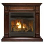 Dual Fuel Ventless Gas Fireplace With Mantel – 32,000 BTU, T-Stat Control, Walnut Finish
