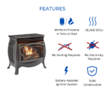 Dual Fuel Ventless Gas Stove – 26,000 BTU, Remote Control, Matte Black Finish - Image 4