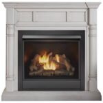 Full Size Dual Fuel Ventless Gas Fireplace With Mantel – 32,000 BTU, Remote Control, Antique White Finish
