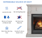 Full Size Dual Fuel Ventless Gas Fireplace With Mantel – 32,000 BTU, Remote Control, Antique White Finish - Image 3