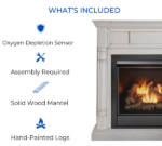 Full Size Dual Fuel Ventless Gas Fireplace With Mantel – 32,000 BTU, Remote Control, Antique White Finish - Image 5