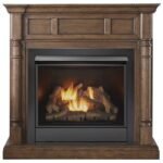Full Size Dual Fuel Ventless Gas Fireplace With Mantel – 32,000 BTU, Remote Control, Walnut Finish