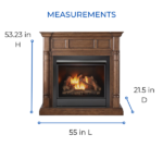 Full Size Dual Fuel Ventless Gas Fireplace With Mantel – 32,000 BTU, Remote Control, Walnut Finish - Image 6
