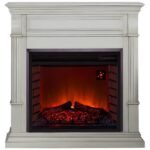 Full Size Electric Fireplace – Remote Control, Antique White Finish