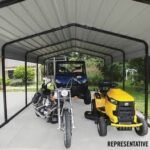 Steel Carport 10 x 29 x 7 ft. Galvanized Black/Eggshell
