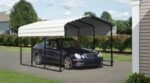 Steel Carport 10 x 15 x 7 ft. Galvanized Black/Eggshell - Image 5