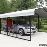Steel Carport 12 x 29 x 7 ft. Galvanized Black/Eggshell