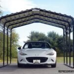 Steel Carport 10 x 20 x 7 ft. Galvanized Black/Eggshell